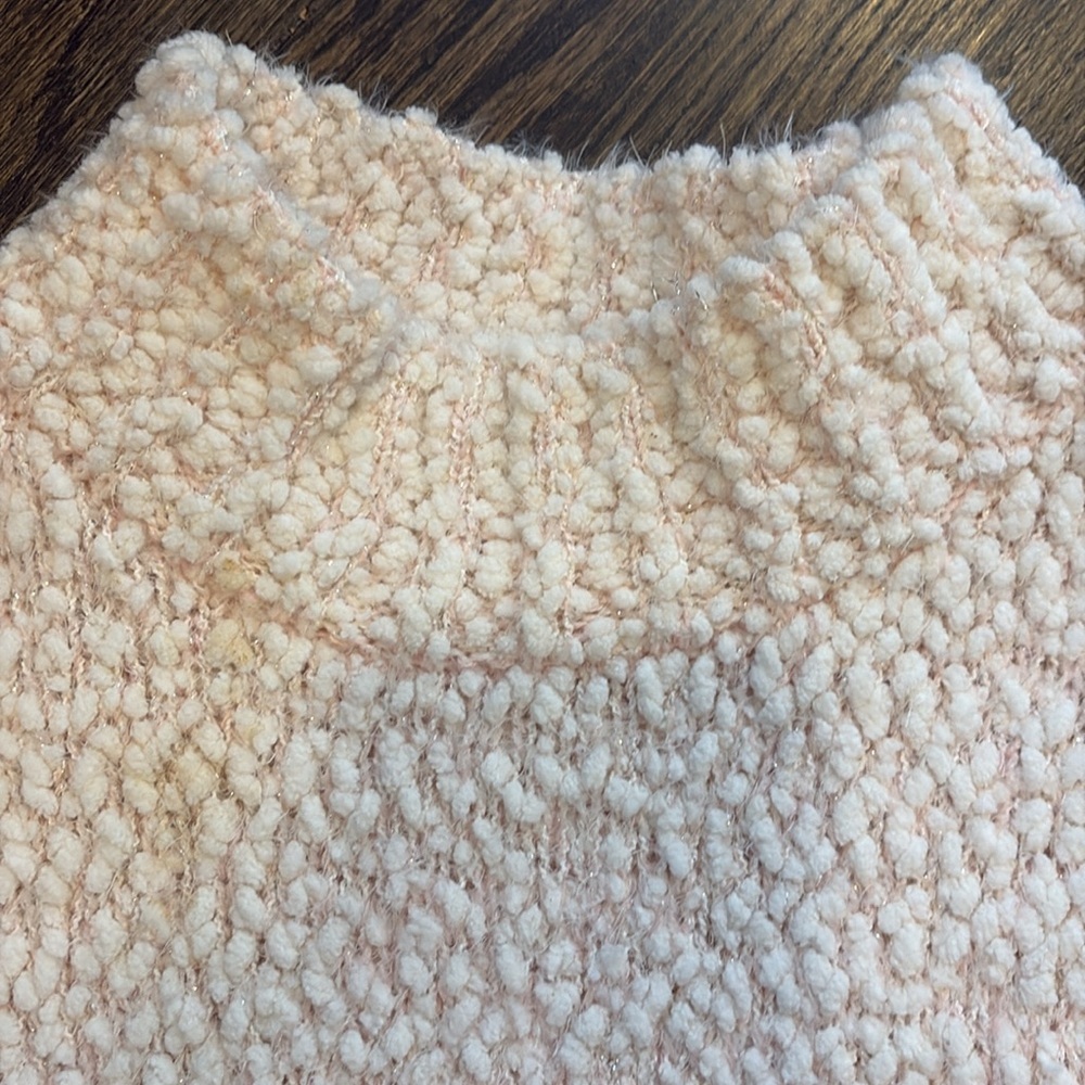 Girls Light Pink Cozy Cream Textured Sweater Dress (size 10-12) - Picture 2 of 4